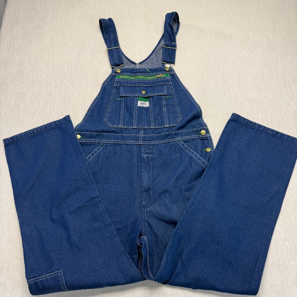 Liberty Denim Iconic Bib Overall Men 34x30 Blue Cotton Stonewash Comfortable Fit